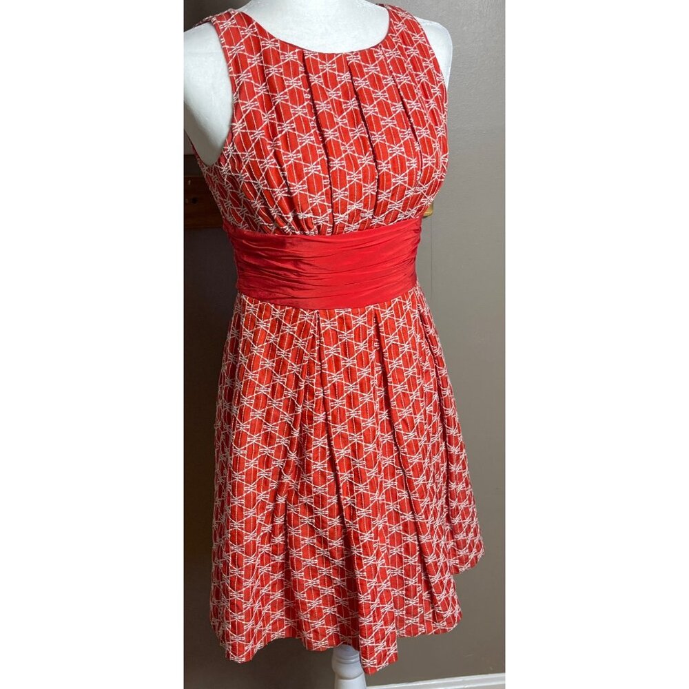 Frock Tracy Reese Dress Red Linen Silk Retro 50s PinUp Feminine Fun Womens 6 - Picture 3 of 14